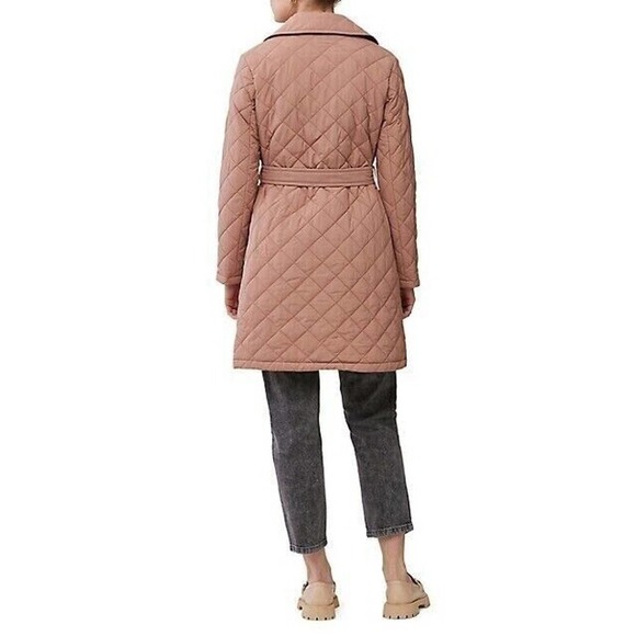 NWT Soia & Kyo Amara Quilted Coat Jacket Tie Belt Clay Women's Size Small Petite - Picture 2 of 9
